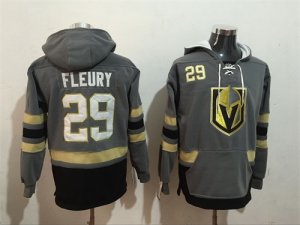 Mens Vegas Golden Knights #29 Marc-Andre Fleury Gray All Stitched Hooded Sweatshirt