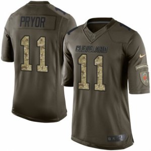 Mens Nike Cleveland Browns #11 Terrelle Pryor Limited Green Salute to Service NFL Jersey