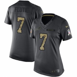 Womens Nike Buffalo Bills #7 Doug Flutie Limited Black 2016 Salute to Service NFL Jersey