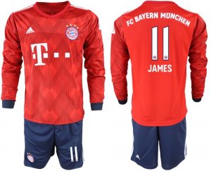 2018-19 Bayern Munich 11 JAMES Home Long Sleeve Soccer Jersey