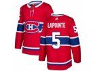 Men Adidas Montreal Canadiens #5 Guy Lapointe Red Home Authentic Stitched NHL Jersey
