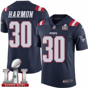 Mens Nike New England Patriots #30 Duron Harmon Limited Navy Blue Rush Super Bowl LI 51 NFL Jersey