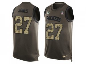 Mens Nike Green Bay Packers #27 Josh Jones Limited Green Salute to Service Tank Top NFL Jersey