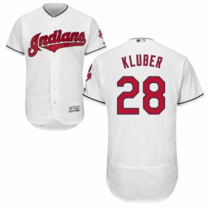 Men\'s Majestic Cleveland Indians #28 Corey Kluber White Flexbase Authentic Collection MLB Jersey