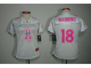 Nike Women Denver Broncos #18 Peyton Manning White Color(Breast Cancer Awareness Fashion Jersey)