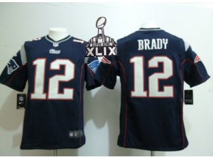 2015 Super Bowl XLIX Nike new england patriots #12 tom brady blue Game Jerseys