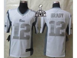 2015 Super Bowl XLIX Nike New England Patriots #12 Tom Brady Platinum White jerseys[game]