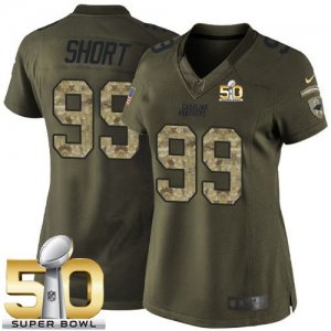 Women Nike Panthers #99 Kawann Short Green Super Bowl 50 Stitched Salute to Service Jersey