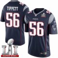 Youth Nike New England Patriots #56 Andre Tippett Elite Navy Blue Team Color Super Bowl LI 51 NFL Jersey