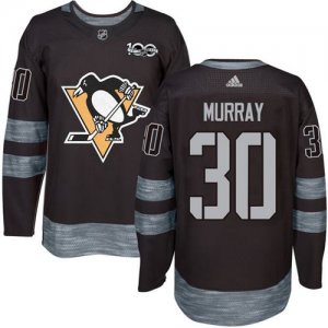 Mens Pittsburgh Penguins #30 Matt Murray Black 1917-2017 100th Anniversary Stitched NHL Jersey