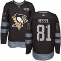 Mens Pittsburgh Penguins #81 Phil Kessel Black 1917-2017 100th Anniversary Stitched NHL Jersey