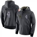 NFL Mens Nike Dallas Cowboys #4 Dak Prescott Stitched Black Anthracite Salute to Service Player Performance Hoodie