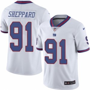 Mens Nike New York Giants #91 Kelvin Sheppard Limited White Rush NFL Jersey