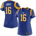 Women Nike St. Louis Rams #16 Jared Goff Royal Blue Alternate Stitched NFL Elite Jersey