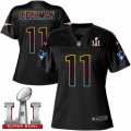 Womens Nike New England Patriots #11 Julian Edelman Game Black Fashion Super Bowl LI 51 NFL Jersey