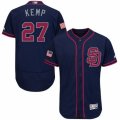 Mens Majestic San Diego Padres #27 Matt Kemp Navy Blue Fashion Stars & Stripes Flex Base MLB Jersey