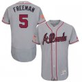 Mens Atlanta Braves #5 Freddie Freeman Grey Stitched 2016 Fashion Stars & Stripes Flex Base Baseball Jersey