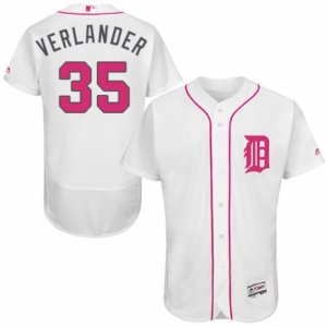 Men\'s Majestic Detroit Tigers #35 Justin Verlander Authentic White 2016 Mother\'s Day Fashion Flex Base MLB Jersey