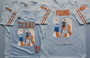 Texas Longhorns 10 Vince Young White Portrait Number College Jersey