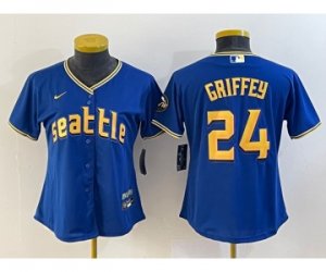 Women\'s Seattle Mariners #24 Ken Griffey Blue 2023 City Connect Cool Base Stitched Jersey