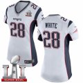 Womens Nike New England Patriots #28 James White Elite White Super Bowl LI 51 NFL Jersey