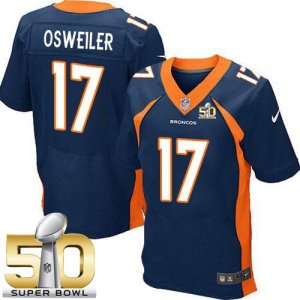 Nike Denver Broncos #17 Brock Osweiler Navy Blue Alternate Super Bowl 50 Men Stitched NFL New Elite Jersey