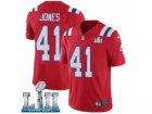 Men Nike New England Patriots #41 Cyrus Jones Red Alternate Vapor Untouchable Limited Player Super Bowl LII NFL Jersey