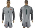 Portugal #1 Patricio Grey Goalkeeper Long Sleeves Soccer Country Jersey