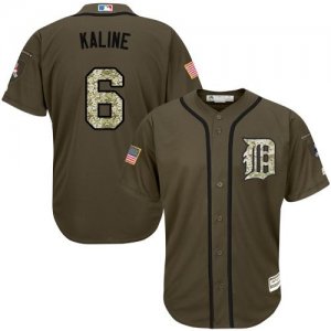 Men Detroit Tigers #6 Al Kaline Green Salute to Service Stitched Baseball Jersey