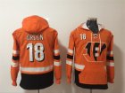 Cincinnati Bengals #18 A. J. Green Orange All Stitched Hooded Sweatshirt