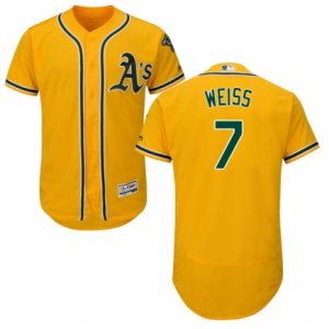 Men\'s Majestic Oakland Athletics #7 Walt Weiss Gold Flexbase Authentic Collection MLB Jersey