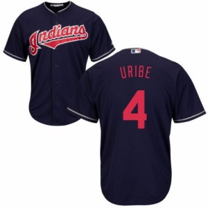 Men\'s Majestic Cleveland Indians #4 Juan Uribe Replica Navy Blue Alternate 1 Cool Base MLB Jersey