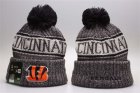 Bengals Gray Wordmark Cuffed Pom Knit Hat YP