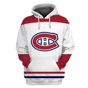 Canadiens White All Stitched Hooded Sweatshirt