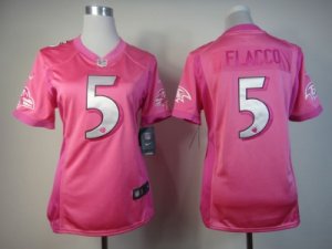 Nike Women Baltimore Ravens #5 Joe Flacco Pink Jerseys[love s]