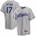 Mens Los Angeles Dodgers #17 Shohei Ohtani Gray Cool Base Stitched Jersey