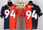 Nike Denver Broncos #94 DeMarcus Ware Orange Navy Blue Super Bowl 50 Men Stitched NFL Elite Split Jersey