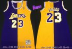 Lakers #23 LeBron James Split Purple Yellow Women Hardwood Classics Mesh Jersey