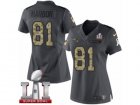 Womens Nike New England Patriots #81 Clay Harbor Limited Black 2016 Salute to Service Super Bowl LI 51 NFL Jersey