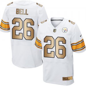 Nike Pittsburgh Steelers #26 LeVeon Bell White Mens Stitched NFL Elite Gold Jersey