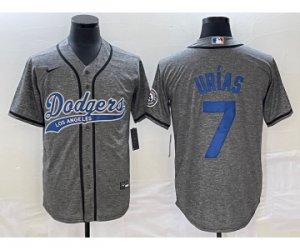 Men\'s Los Angeles Dodgers #7 Julio Urias Grey Gridiron Cool Base Stitched Baseball Jersey