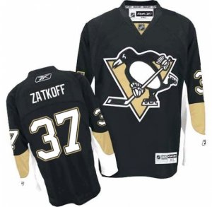 Mens Reebok Pittsburgh Penguins #37 Jeff Zatkoff Authentic Black Home NHL Jersey