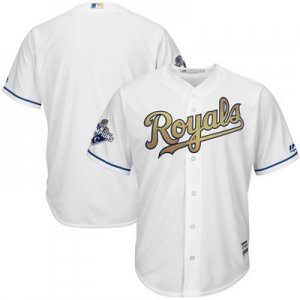 Youth Kansas City Royals Blank White Gold Program Cool Base 2015 World Series Champions MLB Jersey