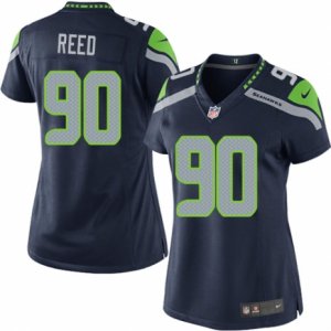 Womens Nike Seattle Seahawks #90 Jarran Reed Limited Steel Blue Team Color NFL Jersey