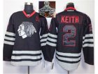 NHL Chicago Blackhawks #2 DUNCAN KEITH Black Ice Jersey Skull Logo Fashion 2015 Stanley Cup Champions jerseys