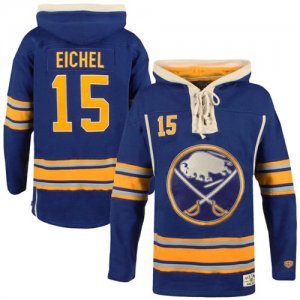 Sabres #15 Jack Eichel Blue All Stitched Hooded Sweatshirt