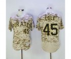 Mens Pittsburgh Pirates #45 Gerrit Cole Majestic Camo Flexbase Authentic Collection Player Jersey