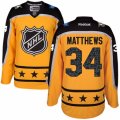Mens Reebok Toronto Maple Leafs #34 Auston Matthews Authentic Yellow Atlantic Division 2017 All-Star NHL Jersey