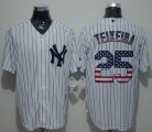 New York Yankees #25 Mark Teixeira White Strip USA Flag Fashion Stitched Baseball Jersey