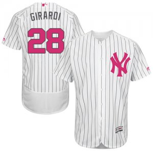 Men\'s Majestic New York Yankees #28 Joe Girardi Authentic White 2016 Mother\'s Day Fashion Flex Base MLB Jersey